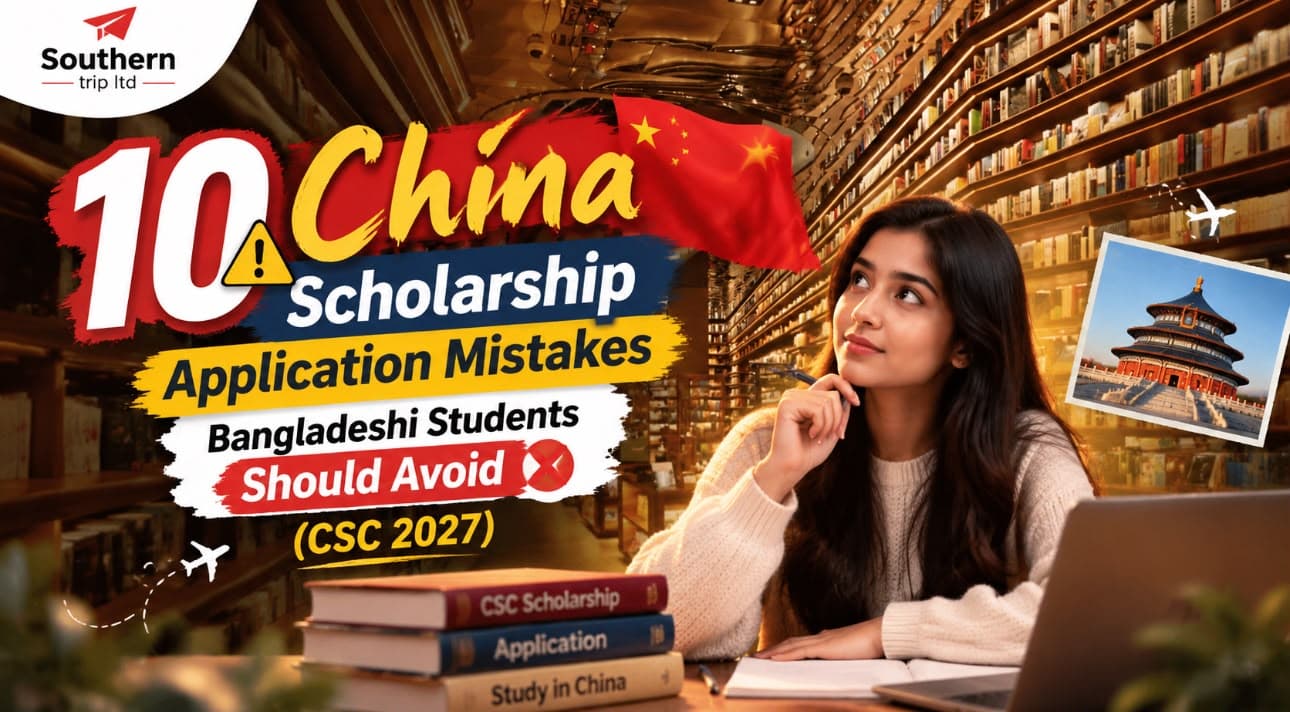 Bangladeshi student carefully reviewing China scholarship application documents at a desk